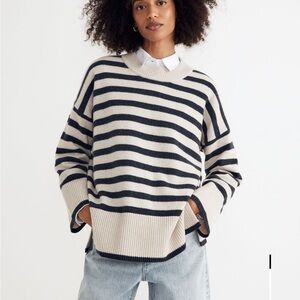 Madewell (Re)sourced Cashmere Sweater in Stripe Heather Night